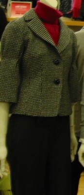 red-turtle-neck-with-gray-jacket-and-black-skirt